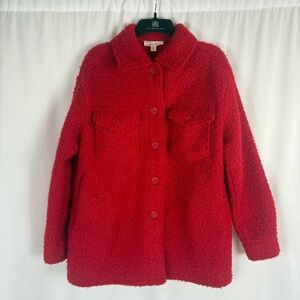 NWNT Anthropologie Autres Filles Red Boucle Shirt Jacket Sz:SP